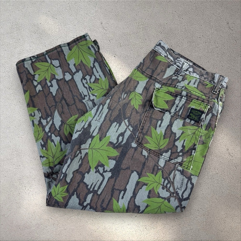 Vtg Pointer Brand Trebark Camo Pants 35x28 Made In USA Hunting Outdoors